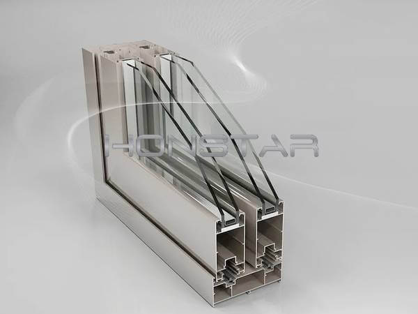 Section view of aluminum window